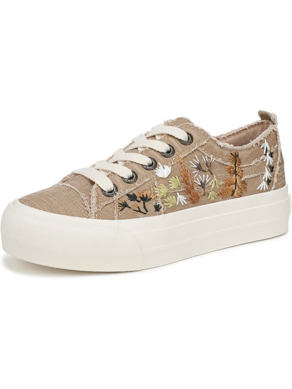 Women Warm Taupe Canvas Decorative Laces Soft Slip On Sadie Sun Platform Sneaker